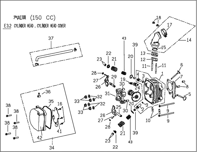 Genuine Blur Cylinder Head Assembly